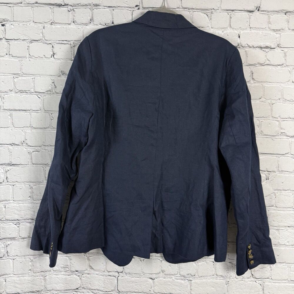 QUINCE European Linen Structured Blazer Jacket Women L Deep Navy Minimalist - Picture 6 of 14